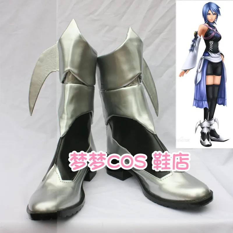 

Сапоги для косплея Kingdom Hearts Aqua, кожаные костюмные ботинки ручной работы, обувь на заказ