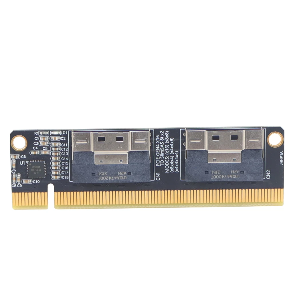 2 Port SlimSAS 8i x2 zu PCIe 4.0 x16 Slot Adapter Karte SFF8654 Riser Karte GEN4 für Netzwerk Grafik Grafikkarte GPU 6Pin Powe – Detail 10