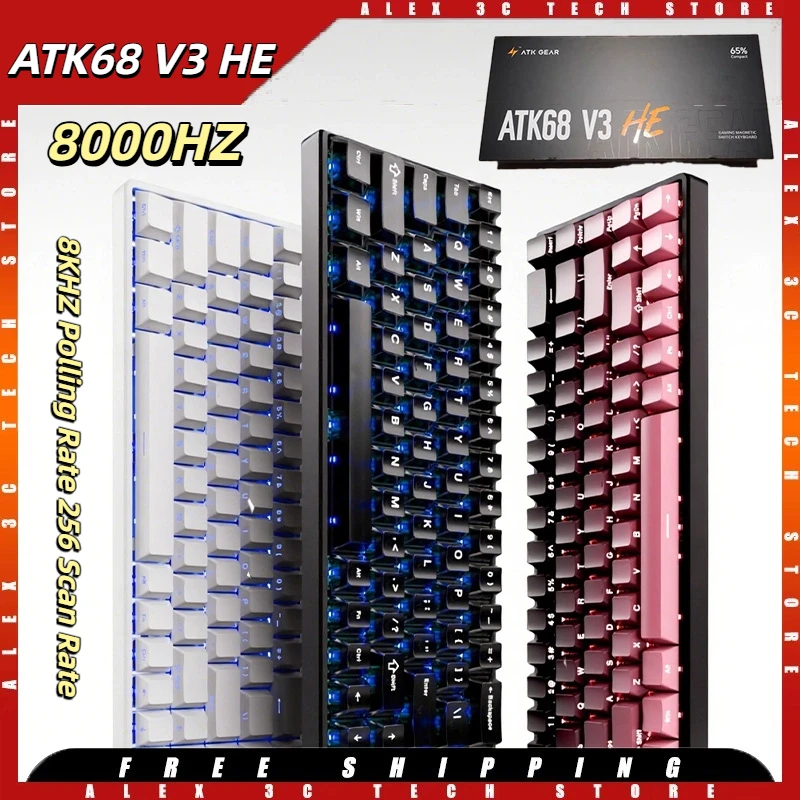 

ATK68 V3 HE Магнитный переключатель Механическая прокладка клавиатуры Игровая клавиатура 8K RT0.005MM Индивидуальный FPS Быстрый триггер для клавиатуры ПК