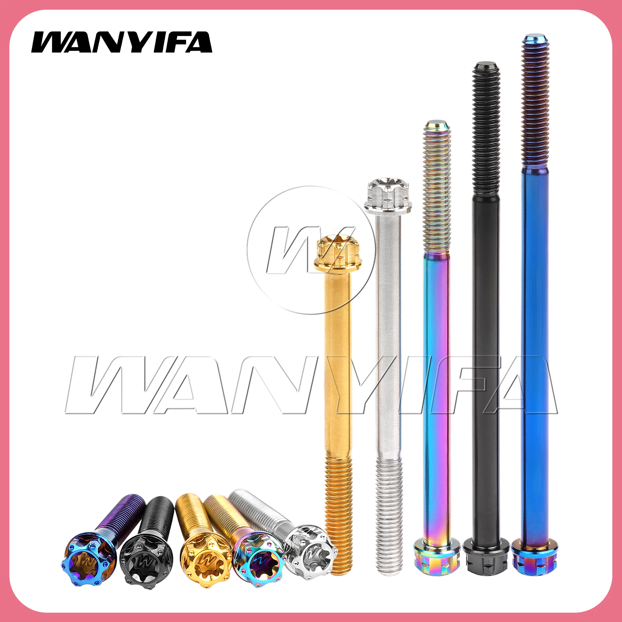 Wanyifa Titanium Bolt M4/M5x6 10 15 20 25 30 35 40 45 50 55 60 65 70 75 80 85 90mm Flange Torx T25 Screw with Logo Fasteners