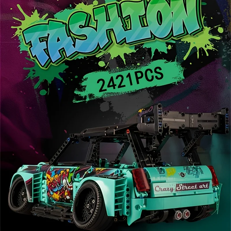 Chinesischer Baustein, wenig liegender Sportwagen, mechanische Montage, Automodell, Bausteinspielzeug