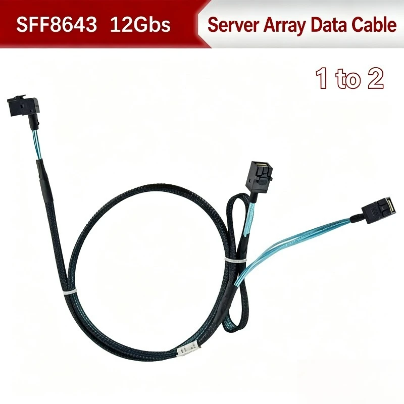 SFF-8643 12Gbps 1 to 2 SAS Cable Server RAID Controller Hard Disk Backplane Connection Cable
