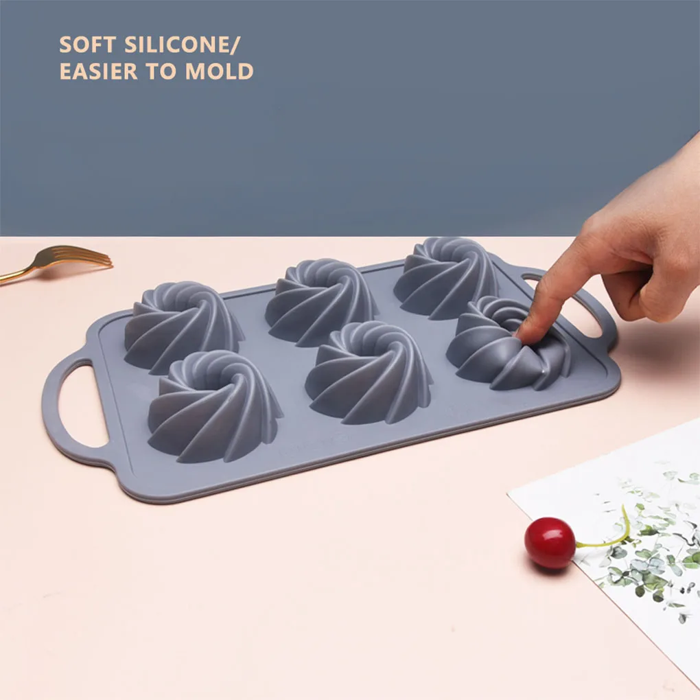 

6 Grids Silicone Mold Cake Baking Tools Fondant Cupcake Mould Dispenser