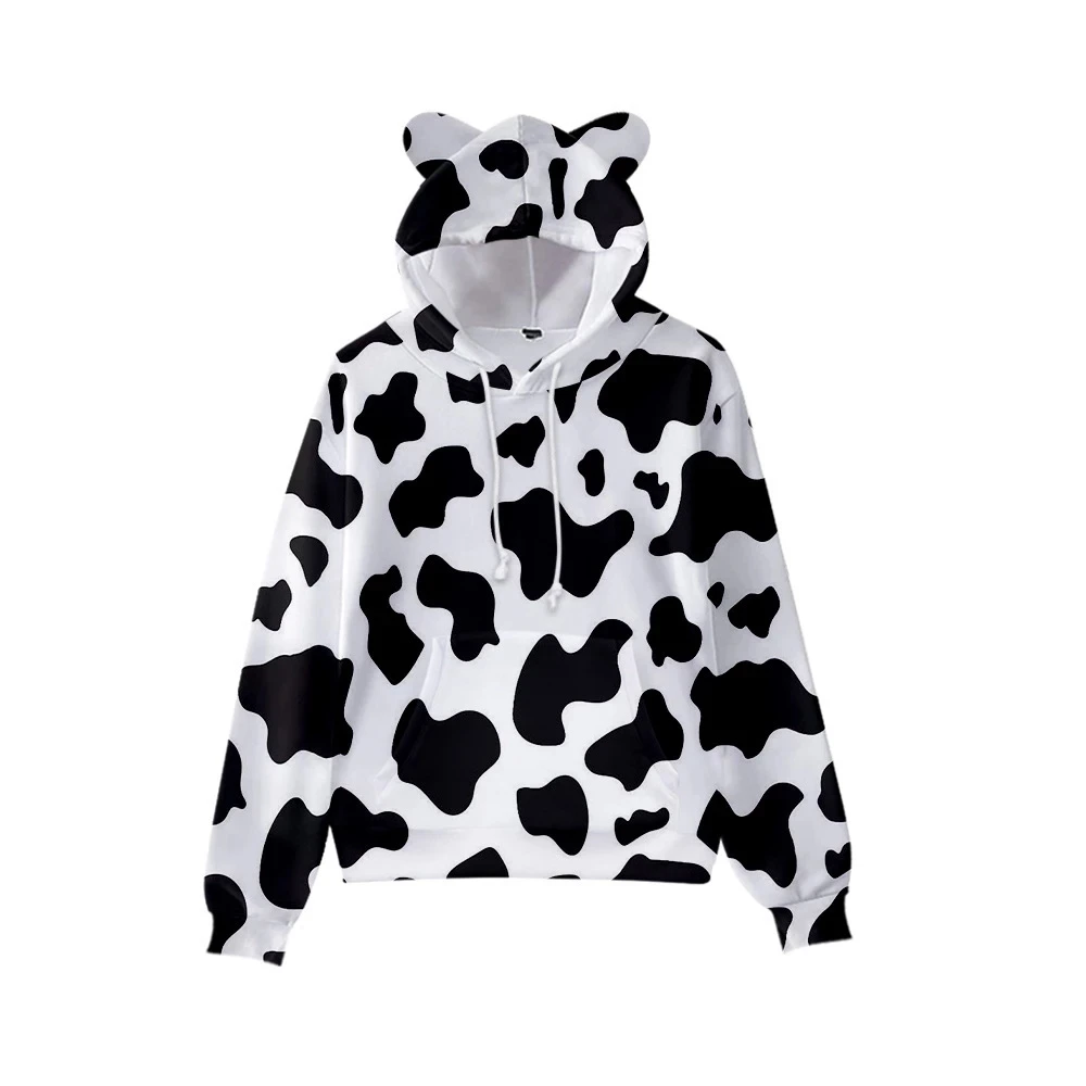 2 to 14 years kids hoodies Black White Cow print hoodie sweatshirt boys girls harajuku cartoon jacket coat teen clothes