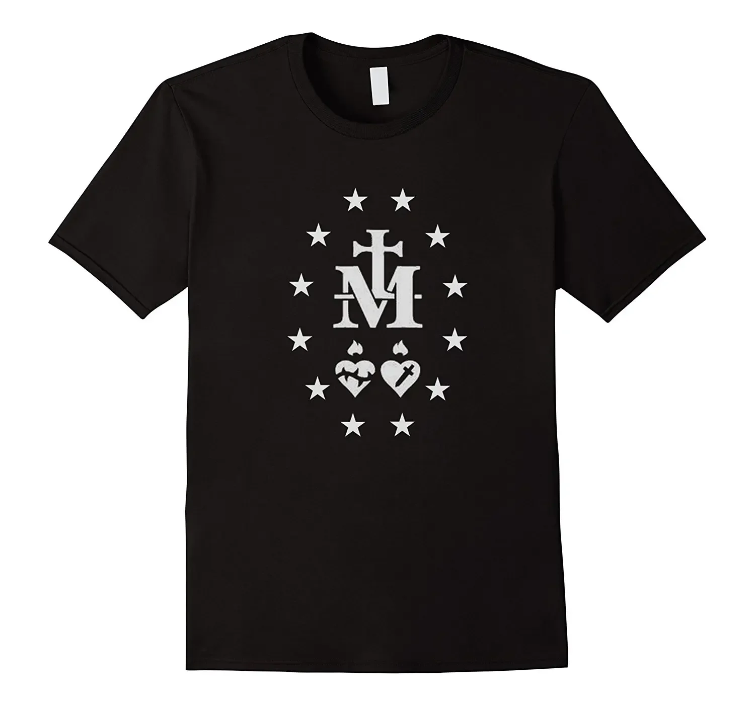 Catholic Virgin Mary Sacred Heart Miraculous Medal T-Shirt 100% Cotton O-Neck Summer Short Sleeve Casual Mens T-shirt Size S-3XL