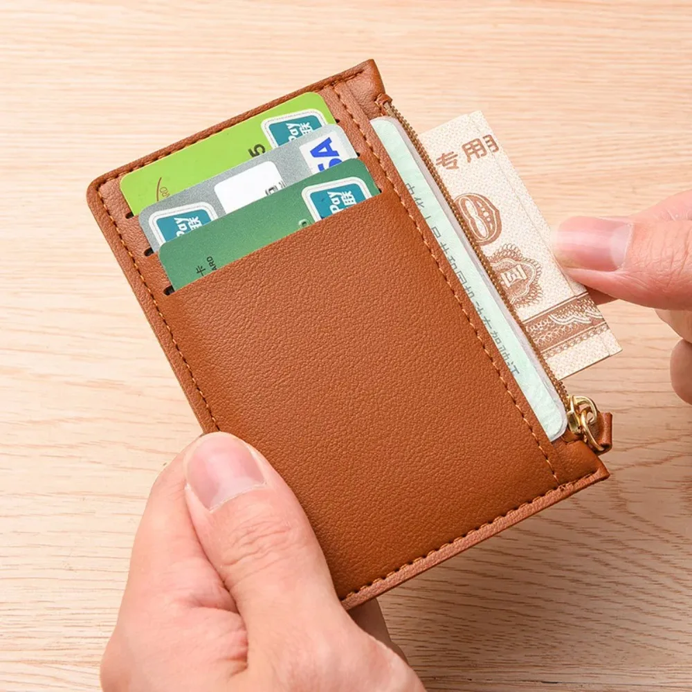 Tarjetero compacto ultrafino para mujer con múltiples ranuras, bolso para licencia de conducir, mini billetera minimalista, tarjetero de una sola pieza