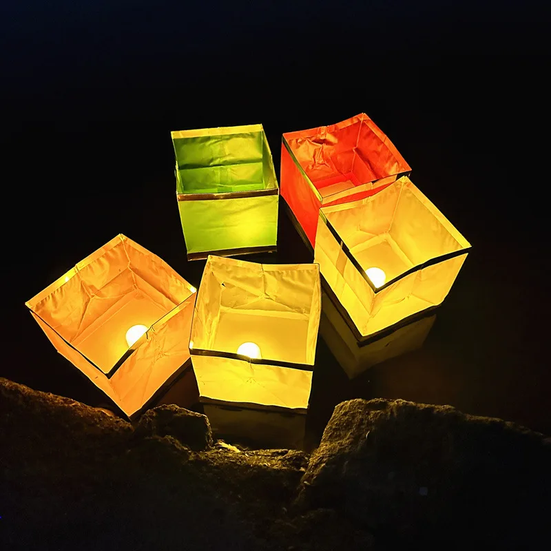 

Colorful Square Water Lanterns, River lanterns, Paper Wishing Lotus Pray Wishing Floating Candle Lanterns 50PCS