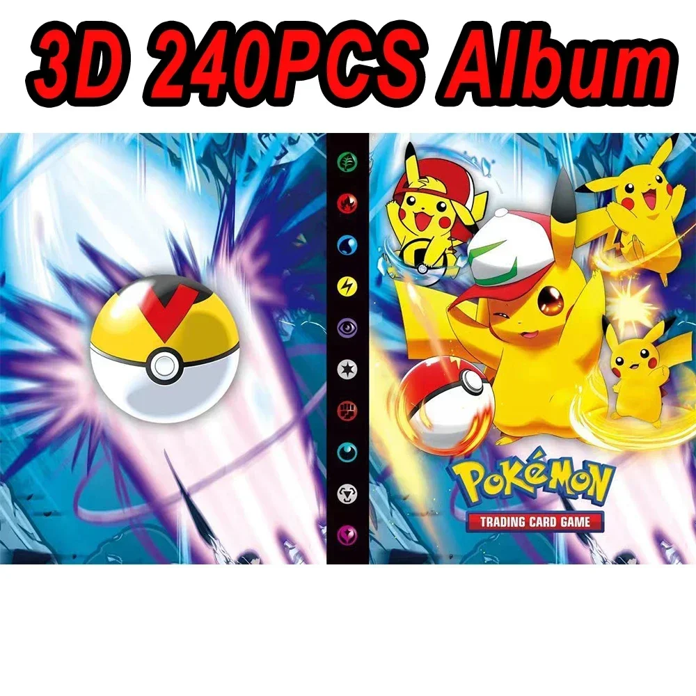 240PCS Pokemon Gengar Charmander Cartoon Album Card Book Map Letters Holder Binder Cartoon VMAX GX EX Game Collection Folder