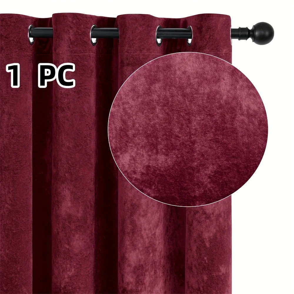 1PC Luxury Velvet Blackout Curtain blackout curtain, Thermal Insulated Drapes for Bedroom Living Room, Versatile Hanging, Solid