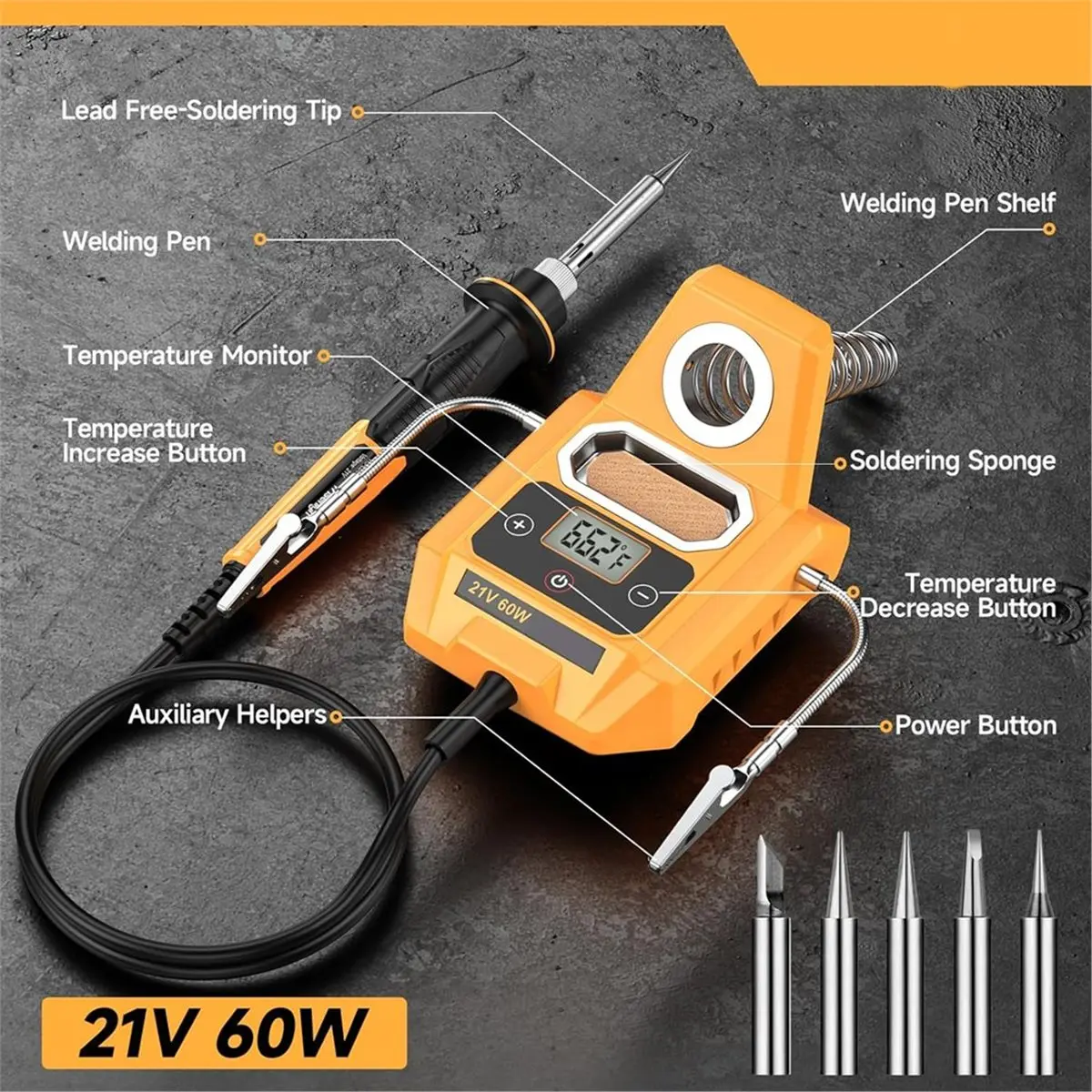 Utility Design 1 Pc 20V Max Battery Drain Cordless Welding Station - Electronic Digital LCD Display Soldering Iron