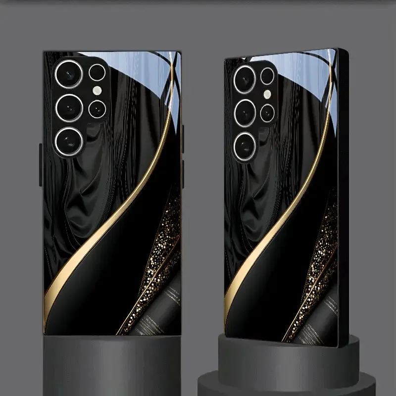 Light luxury high-end tempered glass phone case suitable for Samsung Galaxy S26 S25 S24 S23 S22 S21 S20 FE/Ultra/Plus anti drop