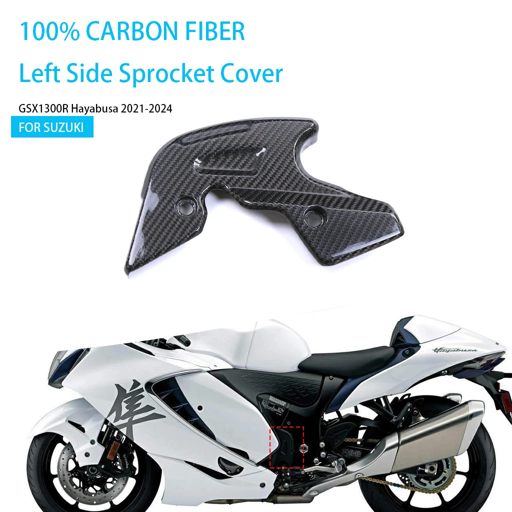 

For SUZUKI GSX1300R Hayabusa 2021 2022 2023 2024 Motorcycle Carbon Fiber Left Side Sprocket Cover Chain Fairings Accessories