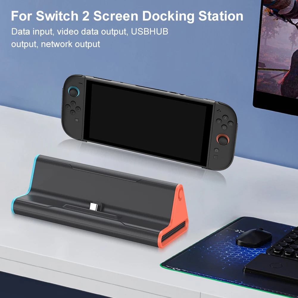 For Switch 2 TV Docking Station Game Console Charging Dock Stand Base With HDMI/Type C/USB Port for NS Switch 2 Game Accessories