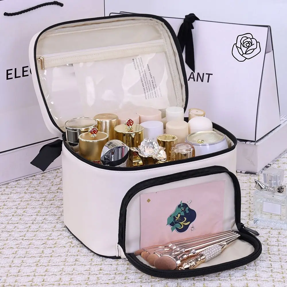 Elegant Bowknot Decoration Makeup Bag Large Capacity Waterproof Washing Bag Portable Toiletry Bag Home