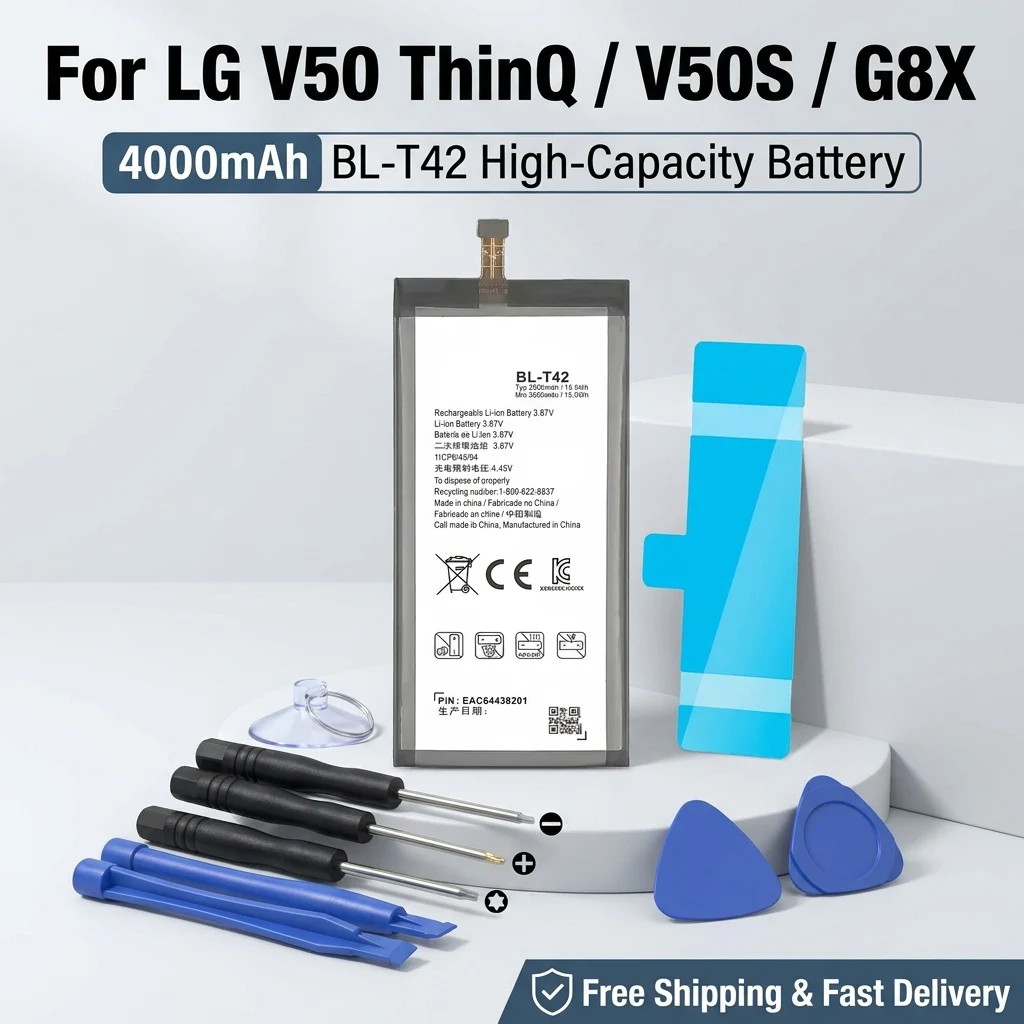 

For LG V50S ThinQ 5G V50 G8X BL-T42 Replacement Battery 4000mAh Long Lasting Li-ion Battery with Tools Kit
