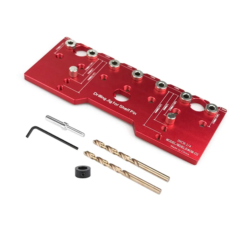 

A43F-Shelf Pin Jig 32Mm Spacing Aluminum Alloy Shelf Pin Drilling Guide Precise Straight Hole Cabinet Mounting Template