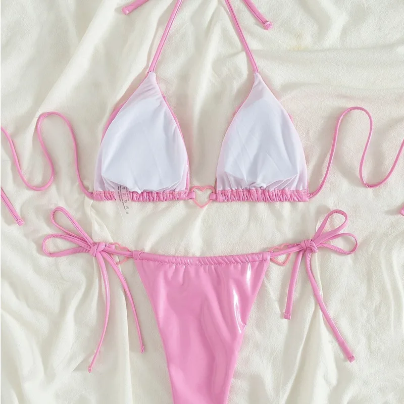 Sexy PU Bikinis 2026 Women\'s Swimwear Female Swimsuit For Swimming Wear Bathing Suits Brazilian Bikini Set Beachwear Pool Bather