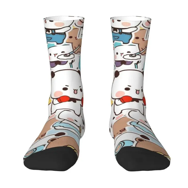 

Peach And Goma Men Women Crew Socks Unisex Novelty 3D Printed Pattern Bubu Dudu Dress Socks