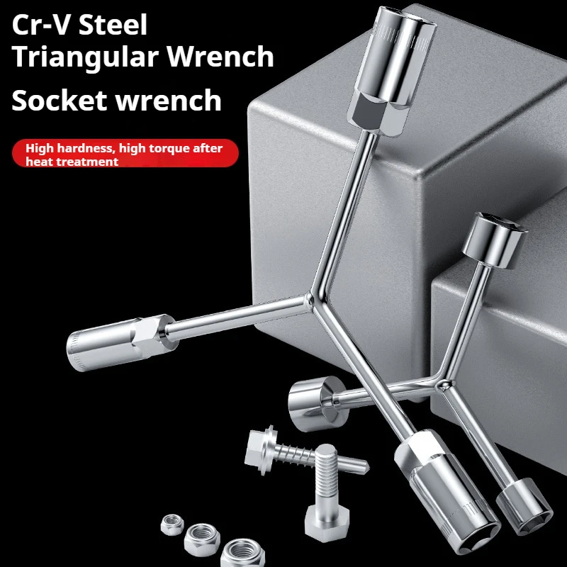 Single Extended Y-Type Multi-Functional Triangle Socket Wrench, Automobile and Motorcycle Repair Tool for Tire Maintenance