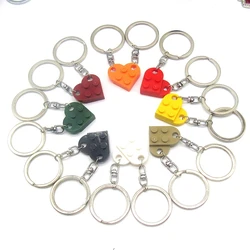 2pcs Creative Heart Block Keychain Couples Separable Love Heart Brick Keyring for Women Men Bag Charm Fashion Friendship Gift