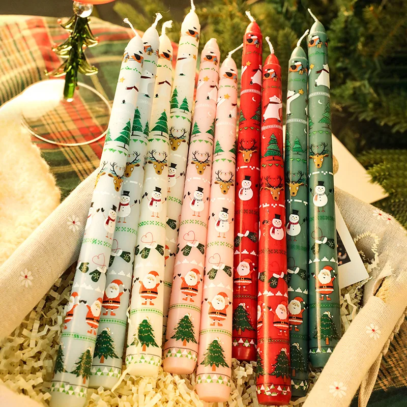 Christmas 25CM Christmas Banquet Candle Ornament Candlelight Dinner Decoration Long Pole Wedding Smokeless Atmosphere Candle
