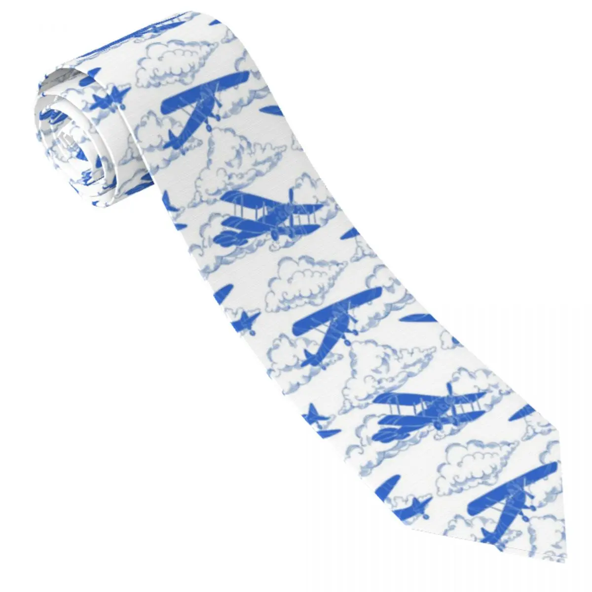 Mens Tie Classic Skinny Clouds And Airplanes Neckties Narrow Collar Slim Casual  Gift