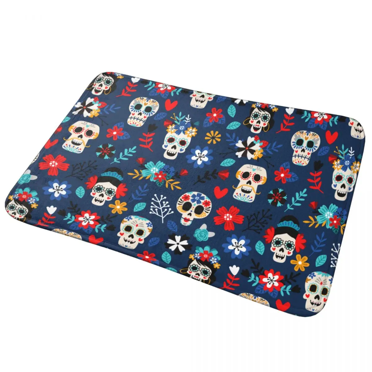 Day Of The Dead Dia De Los Muertos Mexican Festival Bathroom Rug Absorbent Doormat Mexico Sugar Skulls Bath Mat for Tub Shower