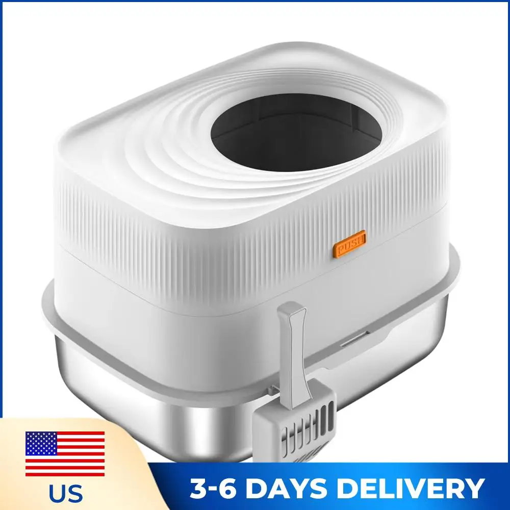 

Top-Entry Fully Enclosed Metal Litter Box Odor-Free Extra Large Cat Bedpans Enclosure Littering Tray Household Pet Accessories