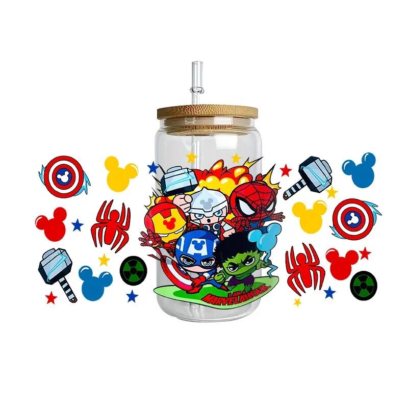 

Super Hero Series UV DTF Cup Wrap DTF Libbey Wraps Transfers 16oz Custom UV DTF Skinny Tumbler Cartoon 3D Cup Stickers