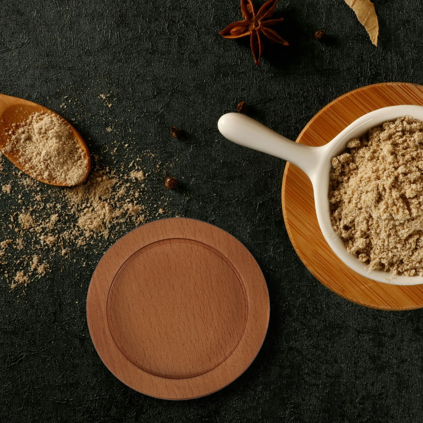 2 unidades de bandeja base de madera para molinillo de pimienta, organizador de salero y pimentero, soporte estable antideslizante para molinillo de especias de cocina y condimentos
