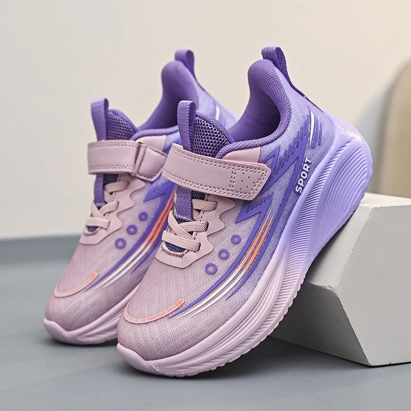 

Girls' sports shoes Double mesh breathable 2024 new autumn big children students light Velcro shock absorbing running shoes