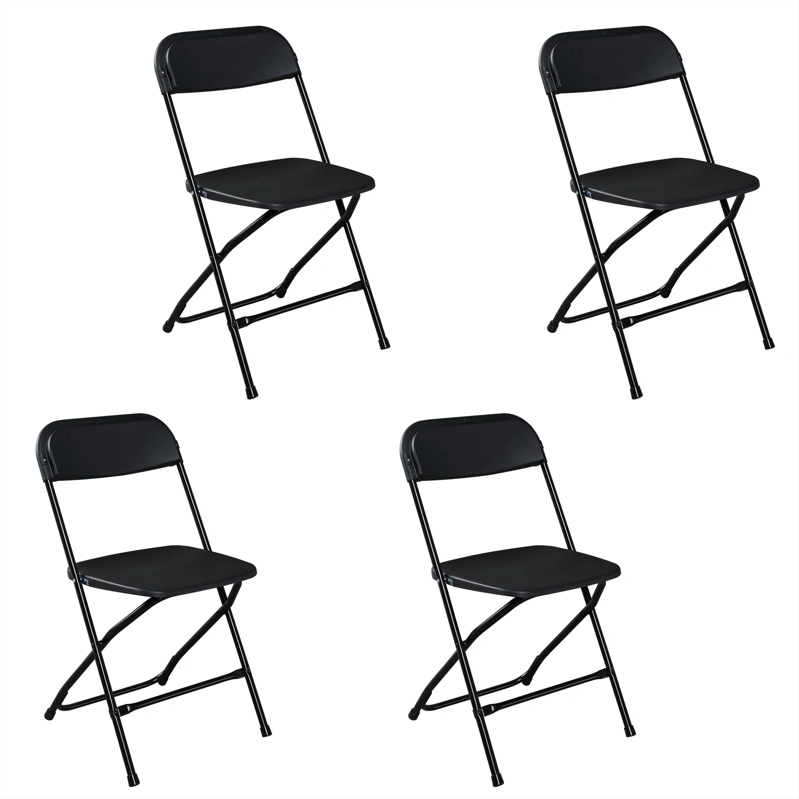 

4pcs Injection Molding Classic Garden Plastic Folding Chair Black