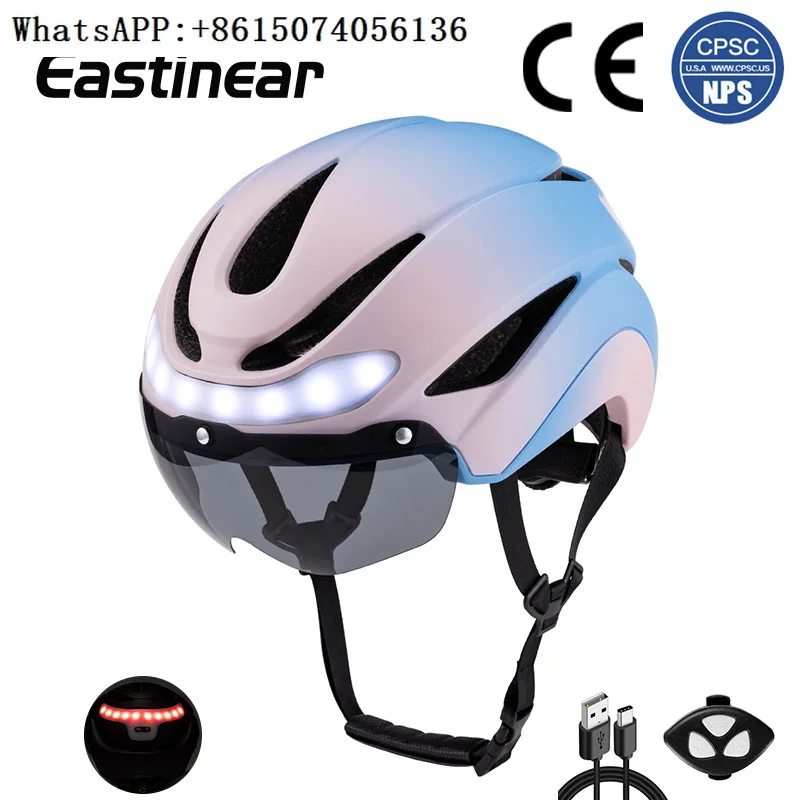 Bicycle riding helmet lighting warning belt turn signal road flashing light helmet night riding city commuting safety helmet