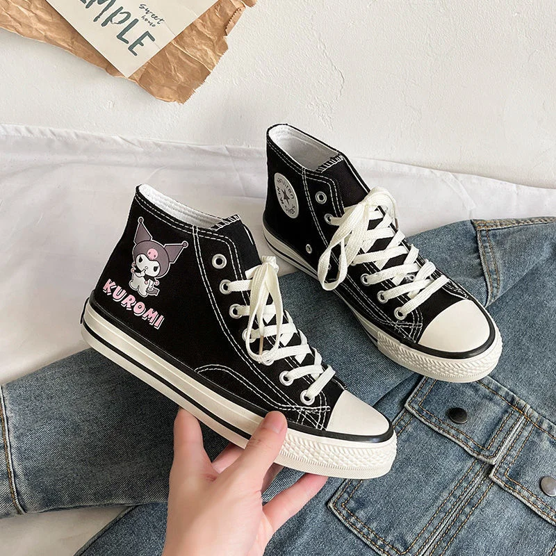 Kawaii Saniro Kuromi Shoes Harajuku Girl Canvas Female Shoes Student Cute Cartoon Casual Kuromi Skateboard Shoes