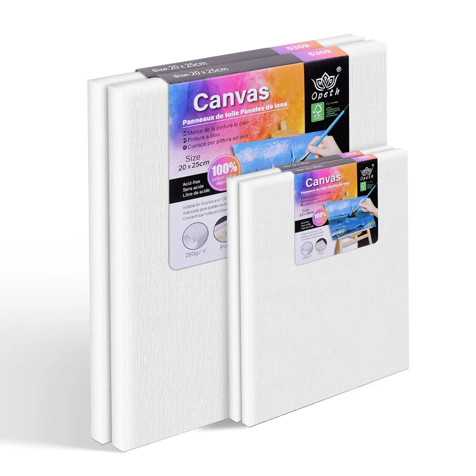 Stretched Canvas 12x16 Inch, Primed White - 100% Cotton Artist Canvas Boards for Painting, Acrylic Pouring, Oil Paint Dry