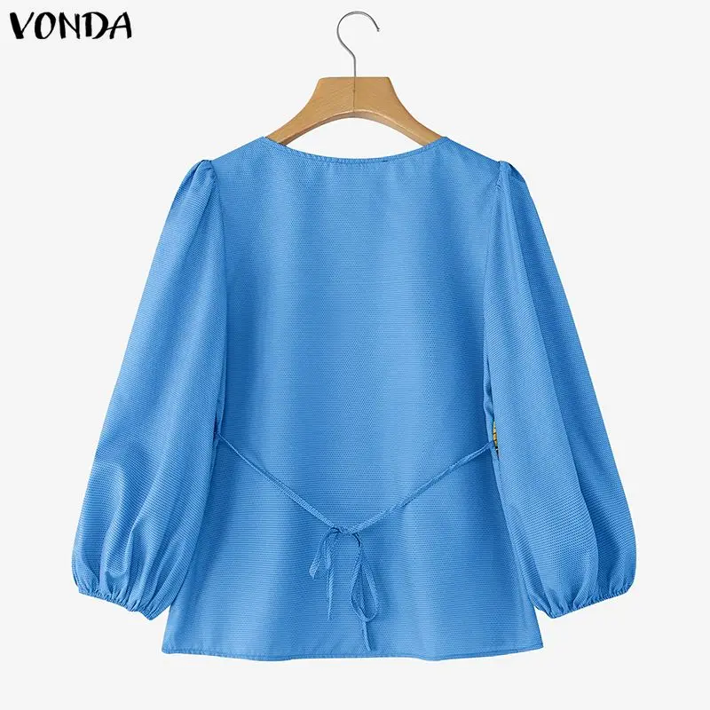 Chemisier tendance pour femme VONDA, grande taille 5XL, manches longues bouffantes, imprimé floral, chemise décontractée ample, tunique bohème, blusas surdimensionnées