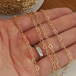 6 Feet 14K Gold Filled Heart Chain Unfinished for Custom Bracelet & Necklace Creation Ideal Jewelry Making Free Shipping