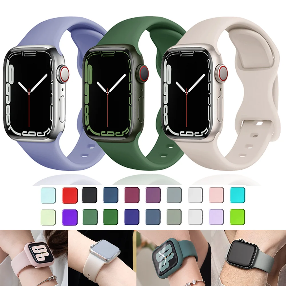 Original 1:1 Strap For Apple Watch Band 44mm 40mm 45mm 42MM 38-41mm Silicone bracelet iwatch series 8 7 se 3 4 5 6 9 ultra2 49mm