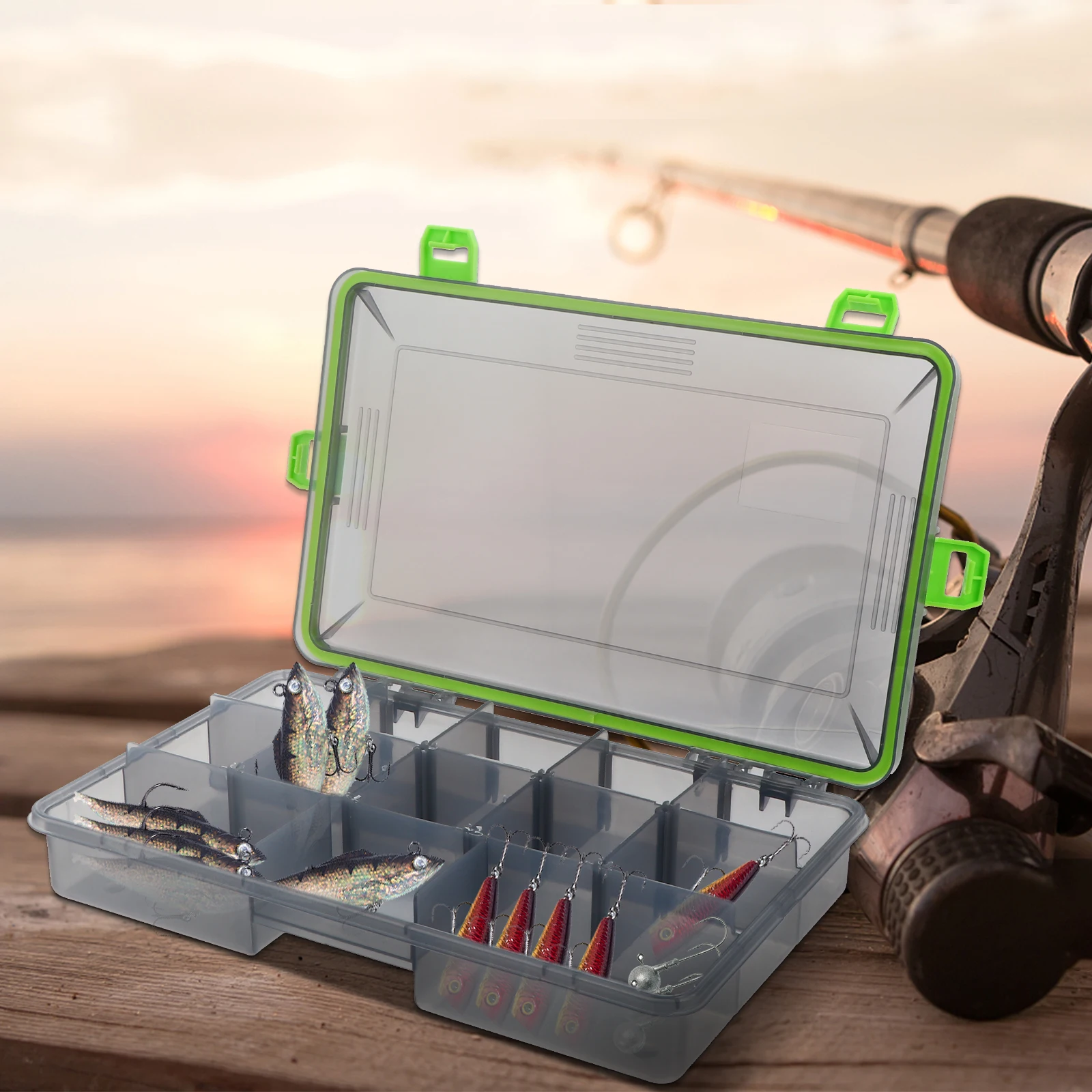

Lure Box Waterproof Plastic Bait Hook Case Small Fishing Gadget Storage For Tackle Accessories Organizer Fishing Supplies