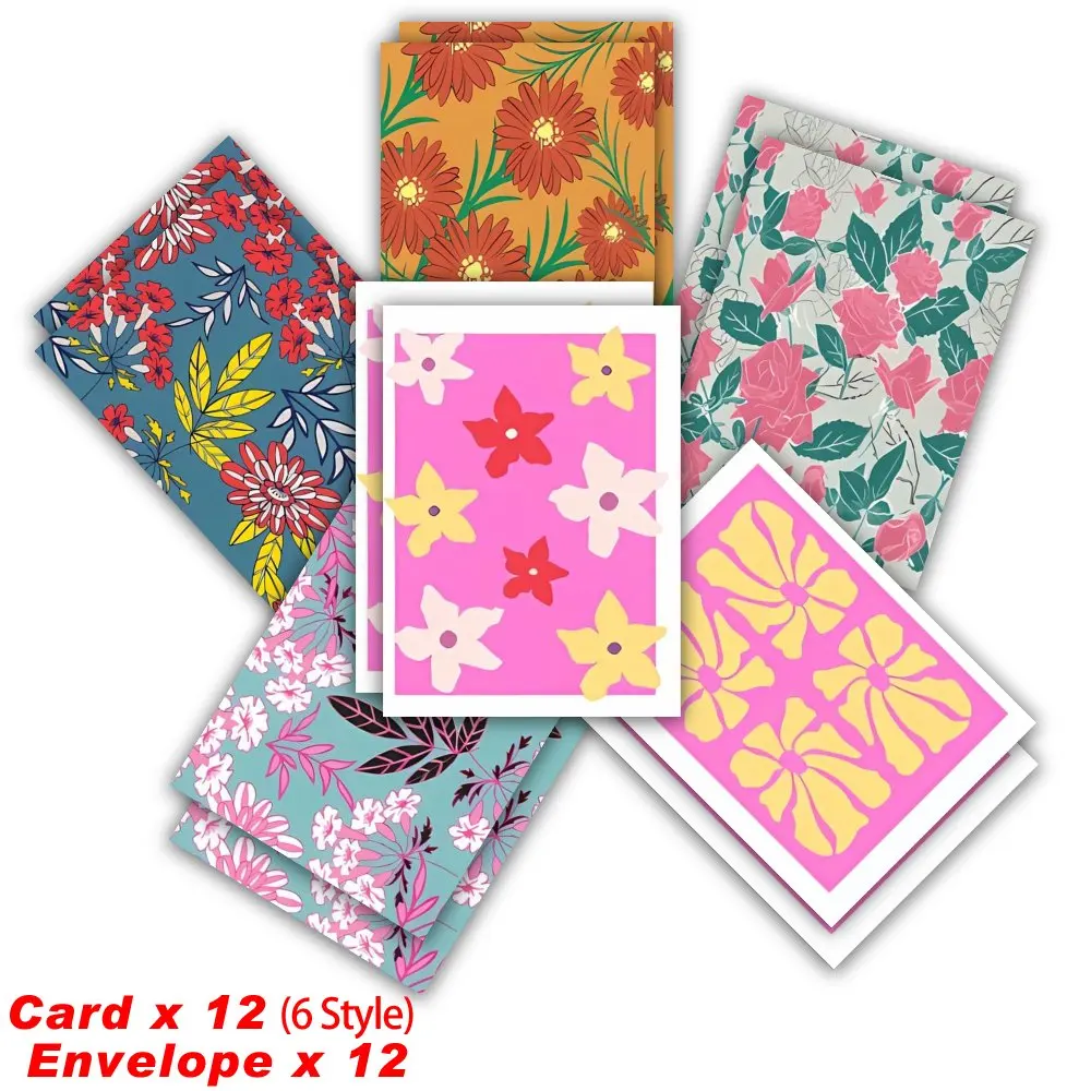 بطاقة تهنئة بوهيمية (6 تصميمات، 2 بطاقة لكل منها، مع 12 ظرفًا) دعوات وبركات للعائلة والأصدقاء والزملاء