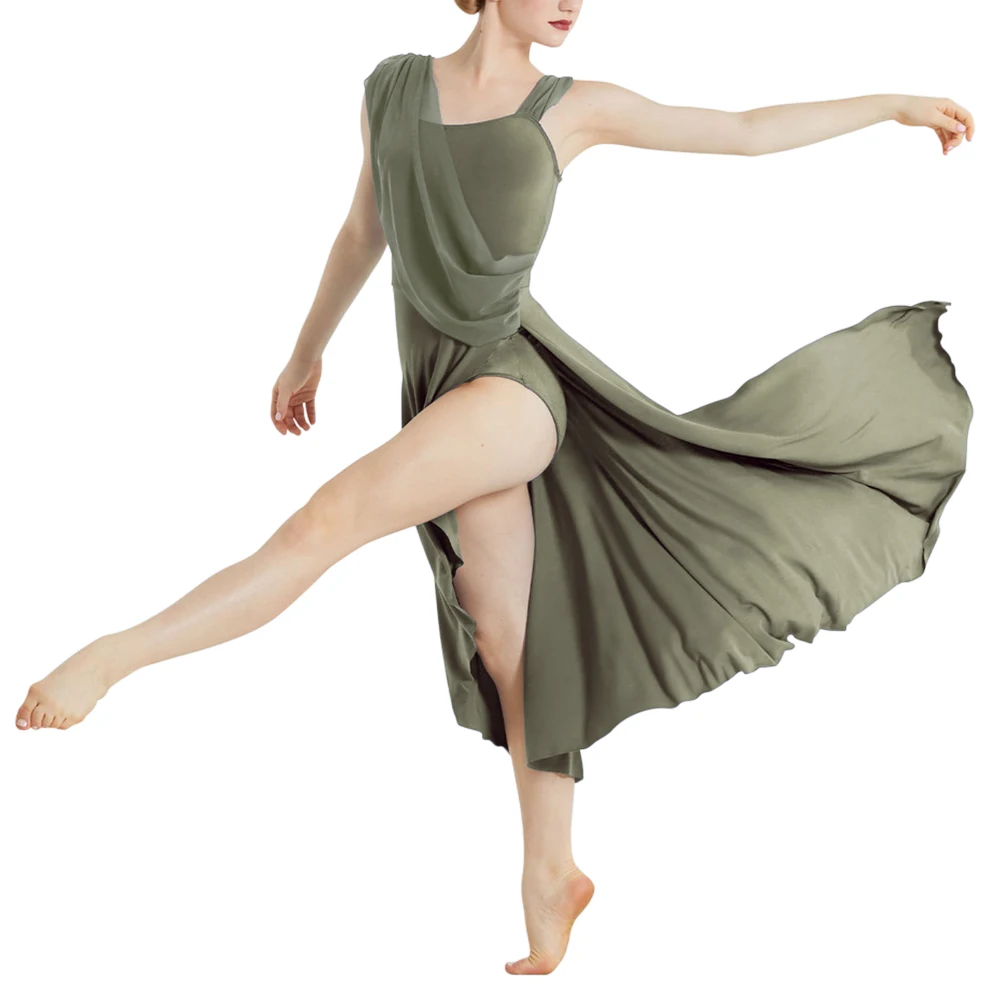 Vestido longo assimétrico para dança de salão, saia moderna de dança lírica para mulheres, traje de bailarina para meninas