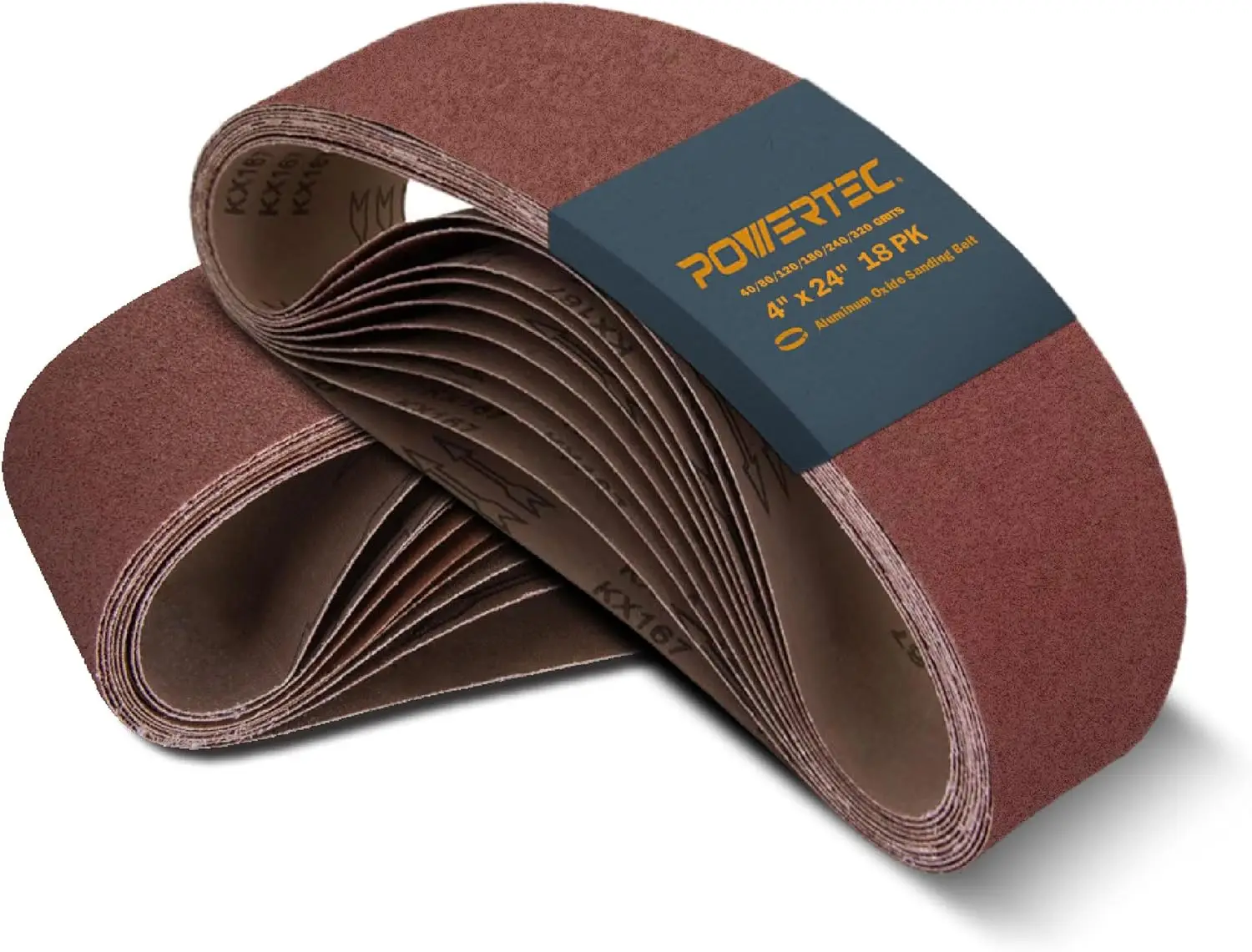 

4x24 Inch Sanding Belts Assortment, 18 Pack with 40-320 Grits, Aluminum Oxide for Woodworking and Oscillating Belt Sanders