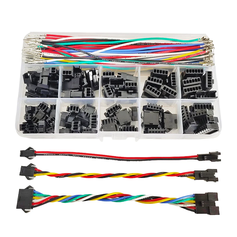 

SM 2.5mm Male to Female Extension Connector Kit with 22AWG Pre-Crimped Silicone Cables 2.54mm Pitch 2 3 4 5 6 Pin Housing