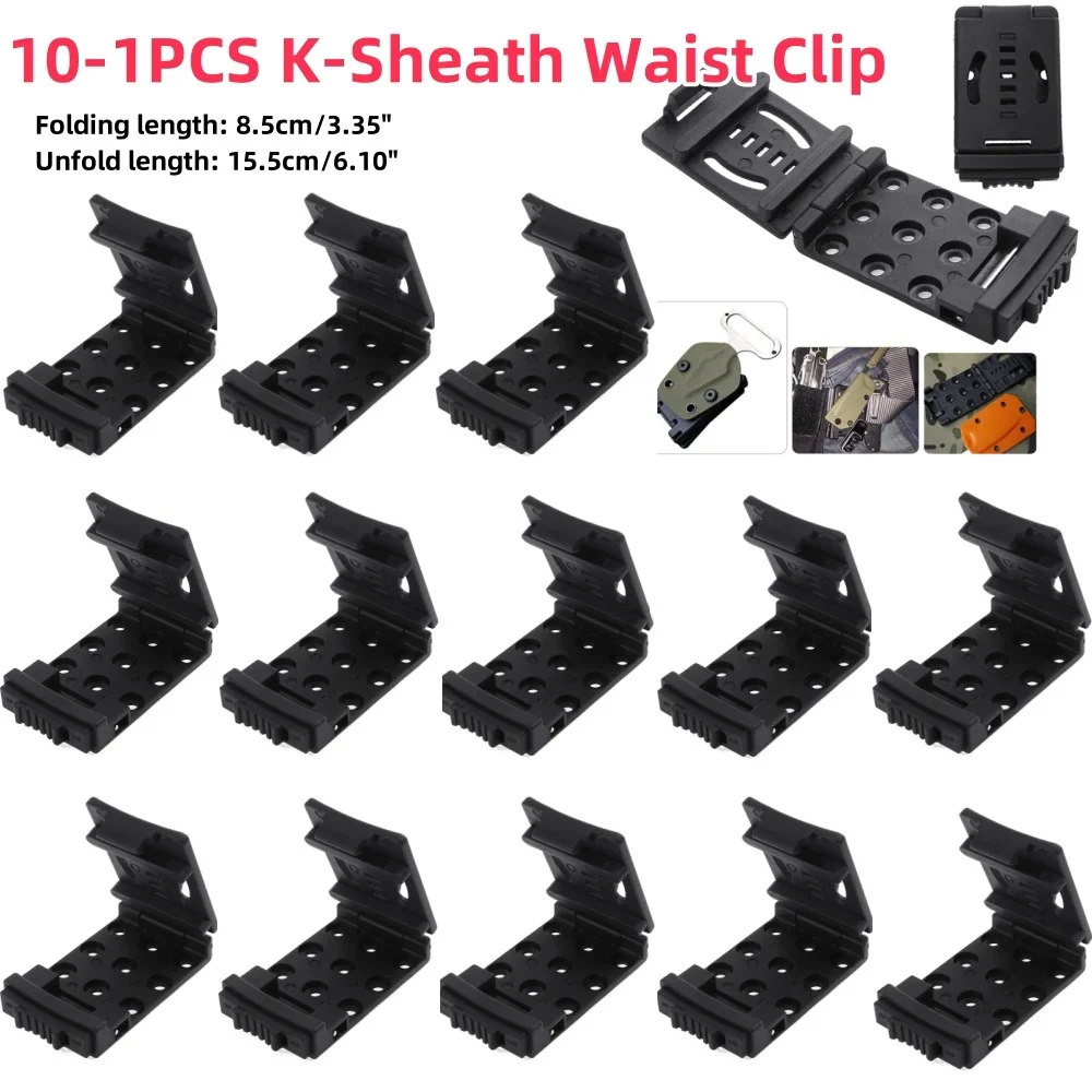 10-1Pcs K Sheath Kydex Waist Belt Clip Hunting Knife Scabbard Kit Tek Lok Belt Clamp Belt Mag Gun Holster Waist Back Clip