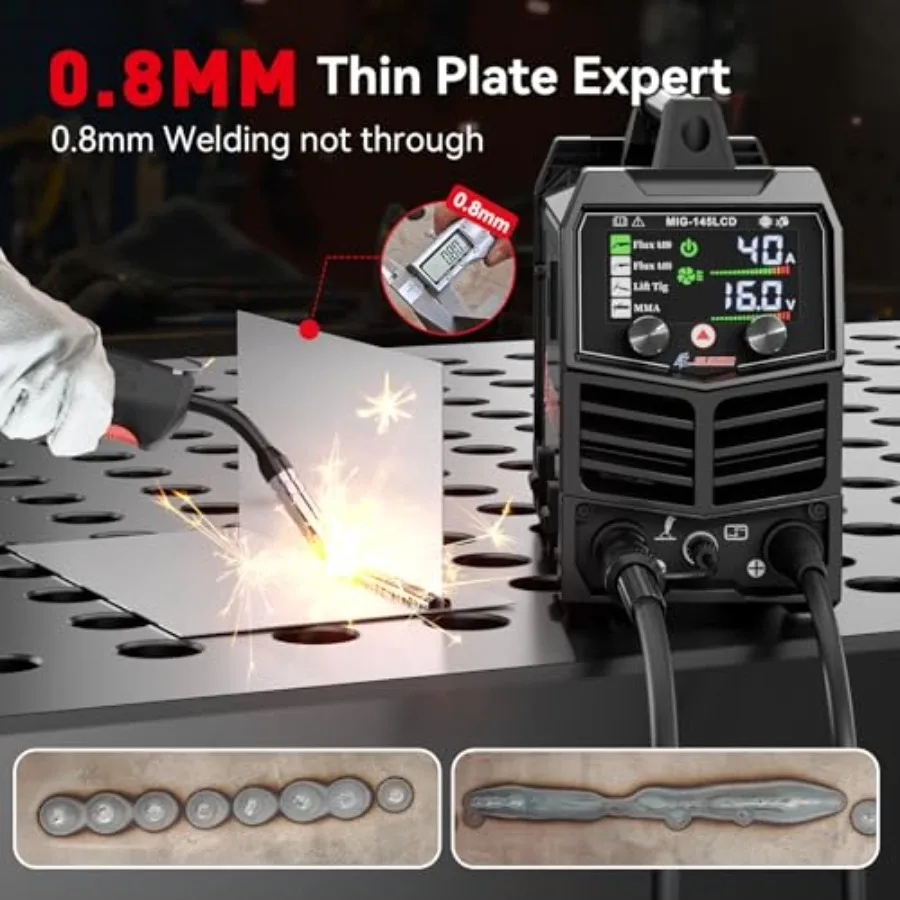 145A MIG Welder 3 in 1 Multi-Process Welding Machine for Home and Workshop Use with FLUX MIG/Lift TIG/ARC Welding Capabilities
