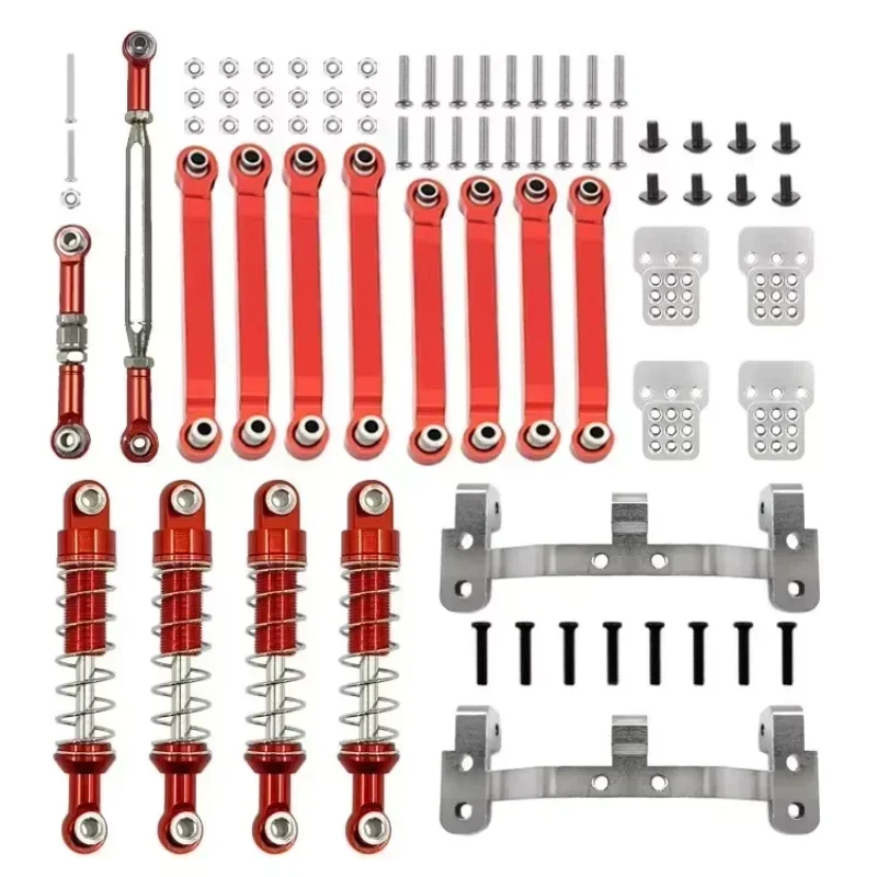 Haste de ligação de direção de metal, conjunto de amortecedor de assento para mn d90 MN-90 mn99s 1/12 rc, peças de atualização de carro, acessórios