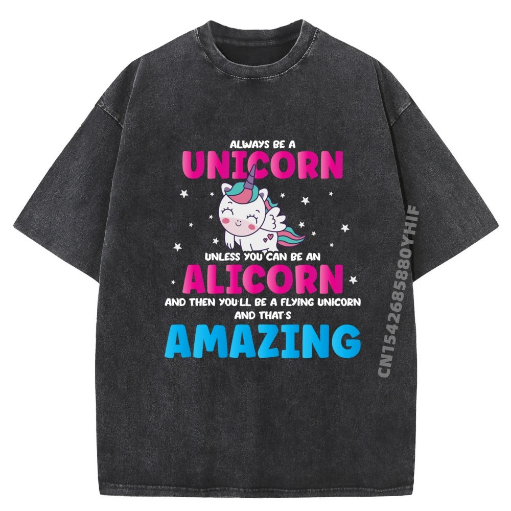 

Cute Alicorn Magical Unicorn Fantasy Legendary Creature Harajuku Mens Designer Clothes Graphic Cotton Washed Shirt