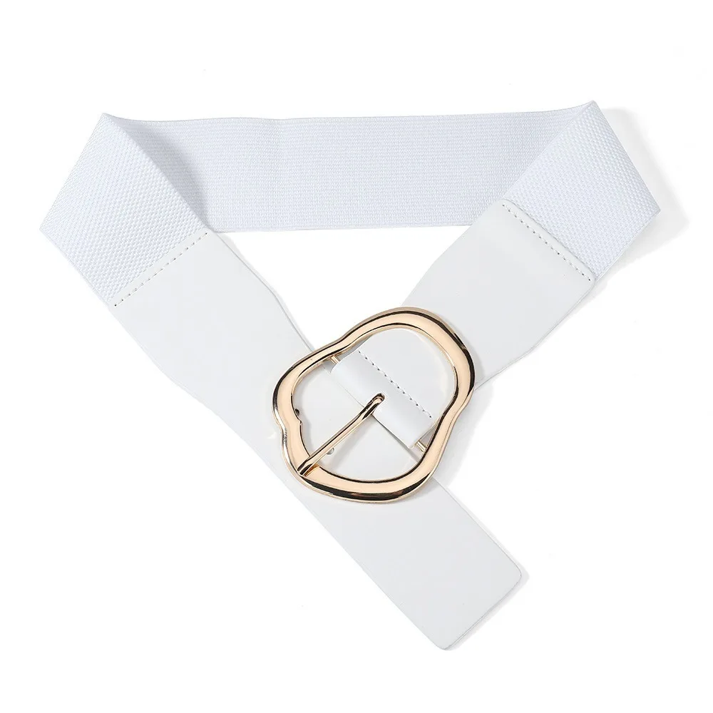 

Fashion Elastic Women Waistband Belt Retro Adjustable Tying Pin Buckle Belt Solid Color Vintage Leather Belt Women