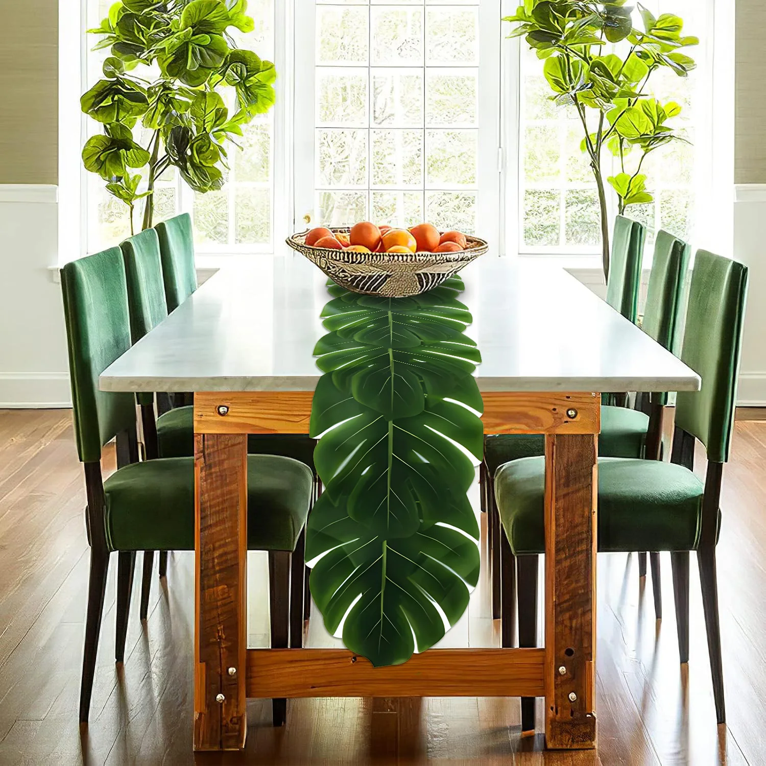 Runner da Tavola con Foglie di - Outdoor Furniture Green recensione e prezzo
