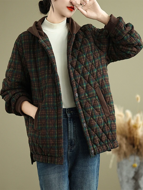 

Свободная хлопковая куртка в Корейском стиле, большой размер, с принтом и бриллиантами, с капюшоном в стиле ретро, осенне-зимняя модная женская одежда